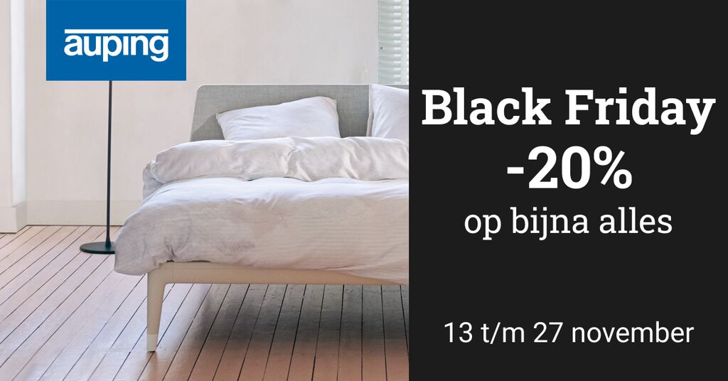 Black friday van Auping. Ontvang 20 procent korting op bijna alles van Auping bij Wagenmans wonen en slapen.